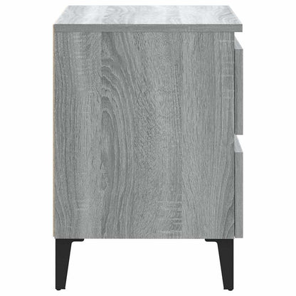 vidaXL Nachttische mit Metallbeinen 2 Stk. Grau Sonoma 40x35x50 cm