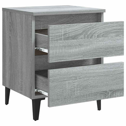 vidaXL Nachttische mit Metallbeinen 2 Stk. Grau Sonoma 40x35x50 cm