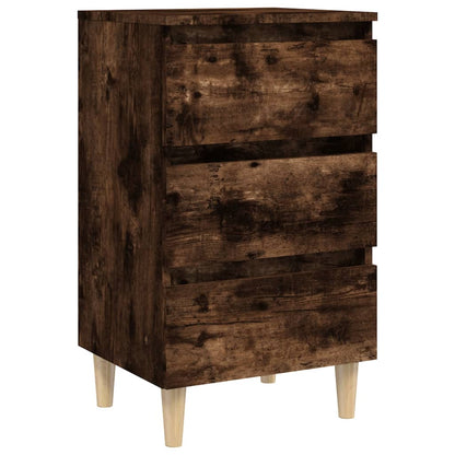 vidaXL Tables de chevet 2 pcs Pieds en bois massif Chêne fumé 40x35x69 cm
