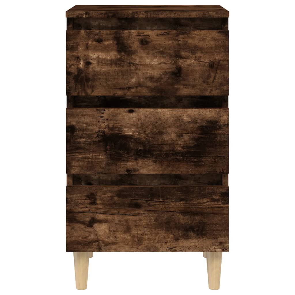 vidaXL Tables de chevet 2 pcs Pieds en bois massif Chêne fumé 40x35x69 cm
