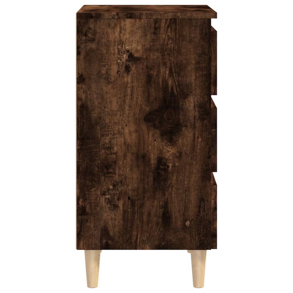 vidaXL Tables de chevet 2 pcs Pieds en bois massif Chêne fumé 40x35x69 cm