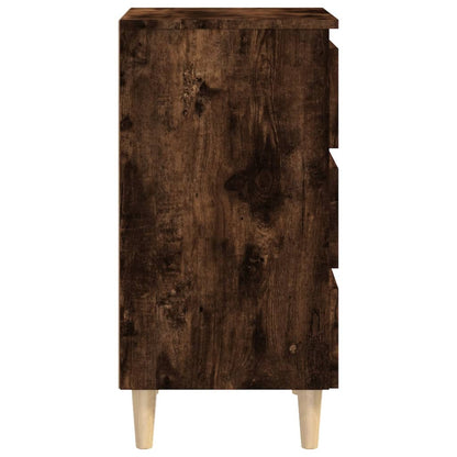 vidaXL Tables de chevet 2 pcs Pieds en bois massif Chêne fumé 40x35x69 cm