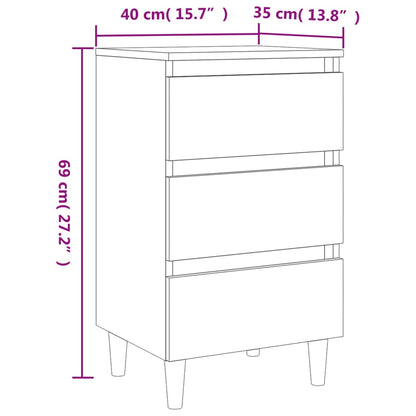 vidaXL Tables de chevet 2 pcs Pieds en bois massif Chêne fumé 40x35x69 cm