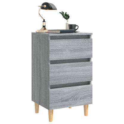 vidaXL Table de chevet avec pieds en bois massif Gris Sonoma 40x35x69 cm