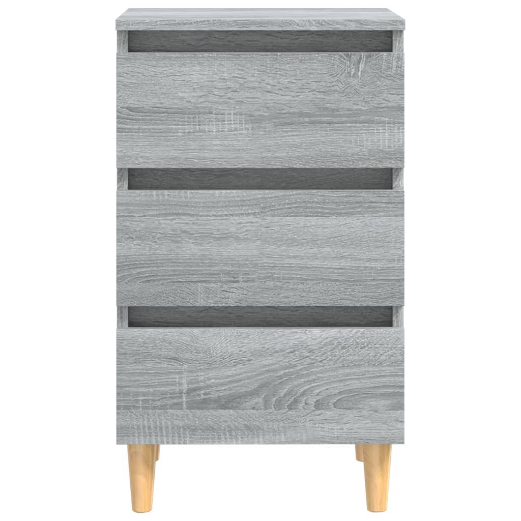 vidaXL Table de chevet avec pieds en bois massif Gris Sonoma 40x35x69 cm