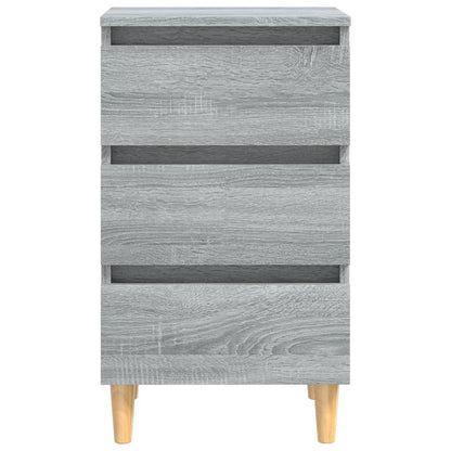 vidaXL Table de chevet avec pieds en bois massif Gris Sonoma 40x35x69 cm