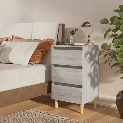 vidaXL Table de chevet avec pieds en bois massif Gris Sonoma 40x35x69 cm