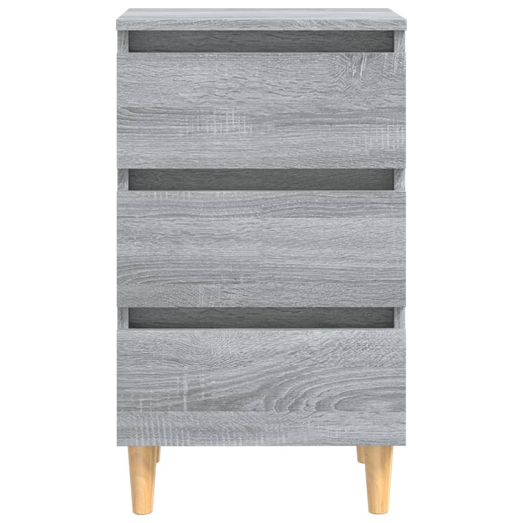 vidaXL Tables de chevet avec pieds en bois massif 2 pcs Gris Sonoma 40x35x69 cm