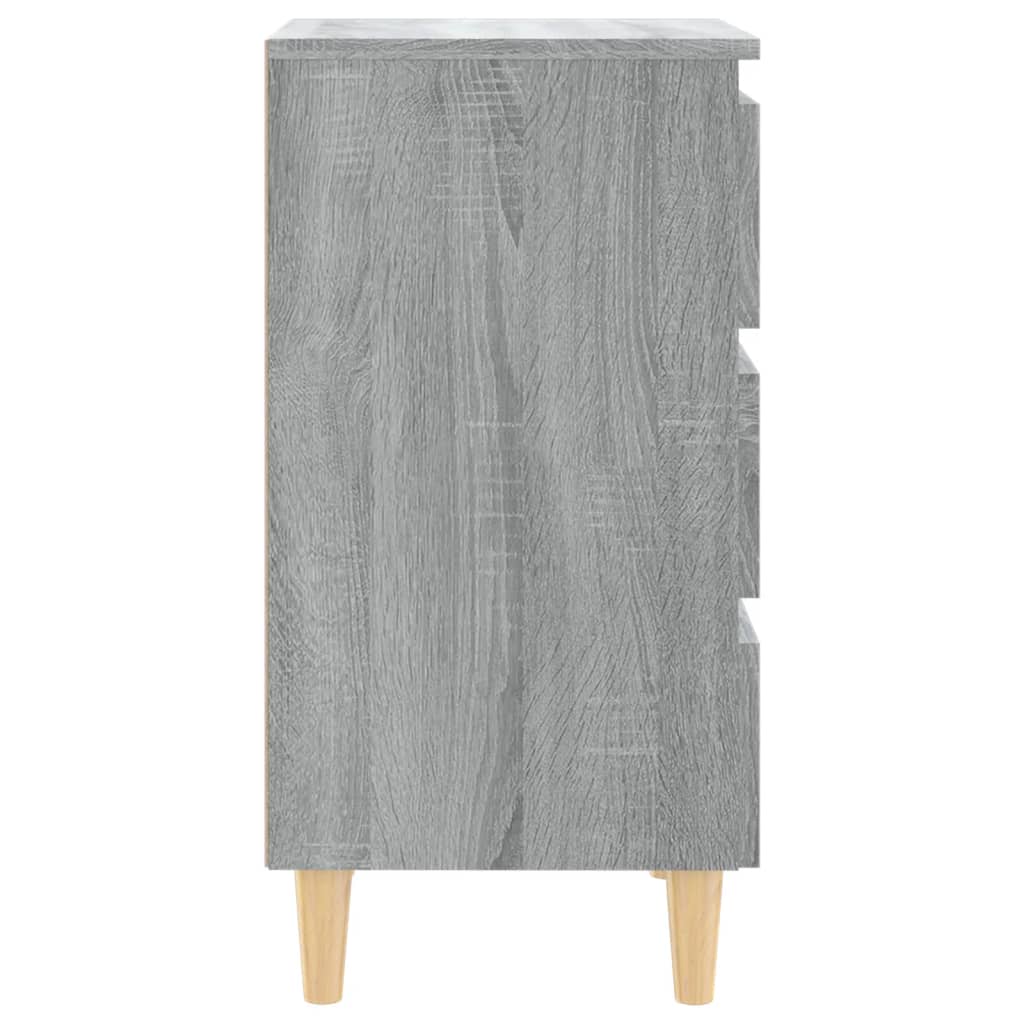 vidaXL Tables de chevet avec pieds en bois massif 2 pcs Gris Sonoma 40x35x69 cm
