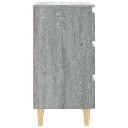 vidaXL Tables de chevet avec pieds en bois massif 2 pcs Gris Sonoma 40x35x69 cm