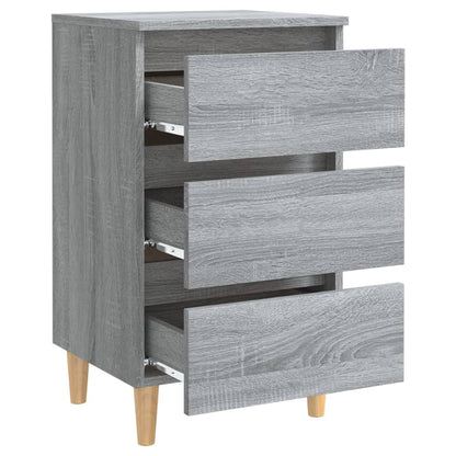 vidaXL Tables de chevet avec pieds en bois massif 2 pcs Gris Sonoma 40x35x69 cm