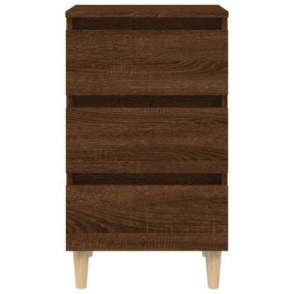 vidaXL Nachttisch mit Massivholz-Beinen Braun Eichen-Optik 40x35x69 cm