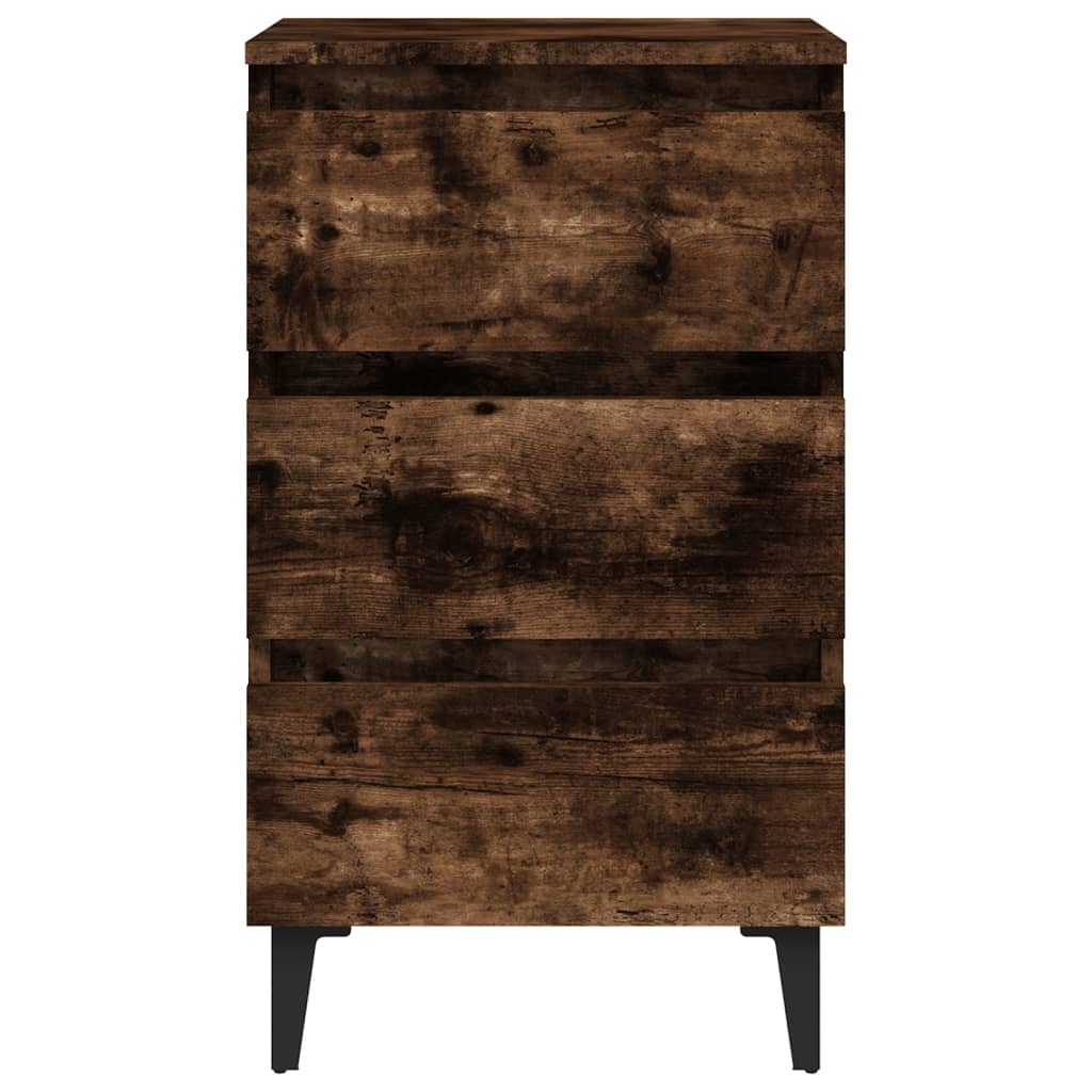 vidaXL Tables de chevet avec pieds en métal 2 pcs Chêne fumé 40x35x69 cm