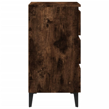 vidaXL Tables de chevet avec pieds en métal 2 pcs Chêne fumé 40x35x69 cm