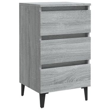 vidaXL Table de chevet avec pieds en métal Gris Sonoma 40x35x69 cm