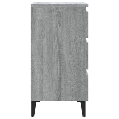 vidaXL Table de chevet avec pieds en métal Gris Sonoma 40x35x69 cm