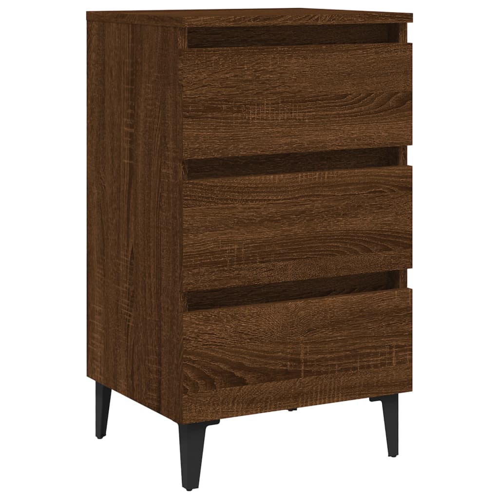 vidaXL Table de chevet avec pieds en métal Marron aspect chêne 40x35x69 cm