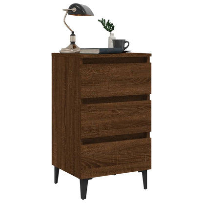 vidaXL Table de chevet avec pieds en métal Marron aspect chêne 40x35x69 cm