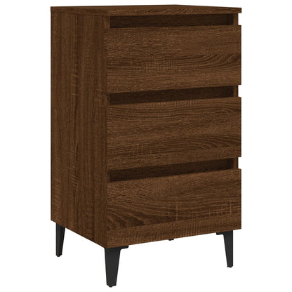 vidaXL Tables de chevet 2 pcs avec pieds en métal Marron Aspect chêne 40x35x69 cm
