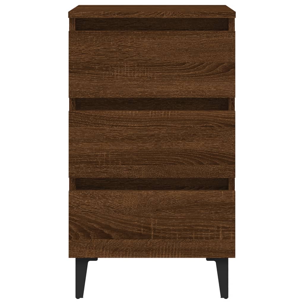 vidaXL Tables de chevet 2 pcs avec pieds en métal Marron Aspect chêne 40x35x69 cm