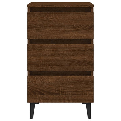 vidaXL Tables de chevet 2 pcs avec pieds en métal Marron Aspect chêne 40x35x69 cm
