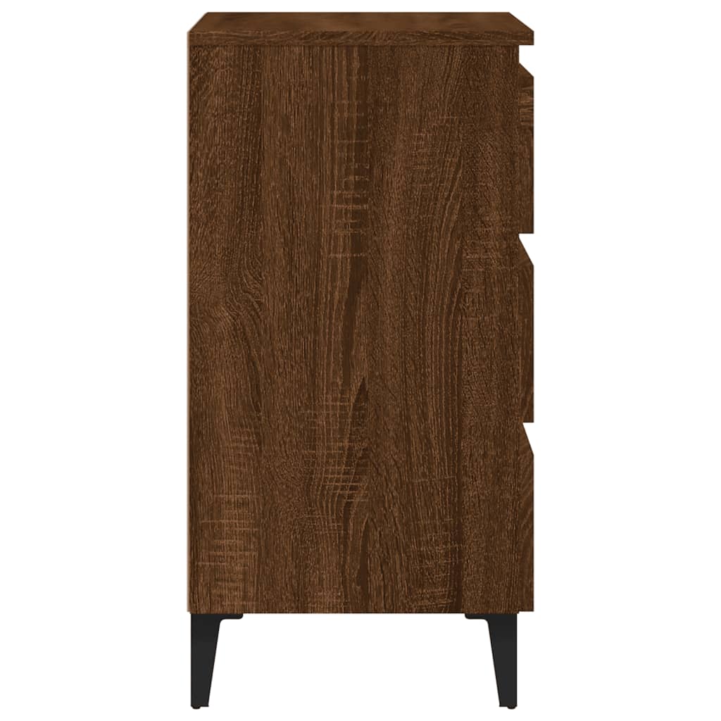 vidaXL Tables de chevet 2 pcs avec pieds en métal Marron Aspect chêne 40x35x69 cm