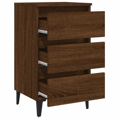 vidaXL Tables de chevet 2 pcs avec pieds en métal Marron Aspect chêne 40x35x69 cm