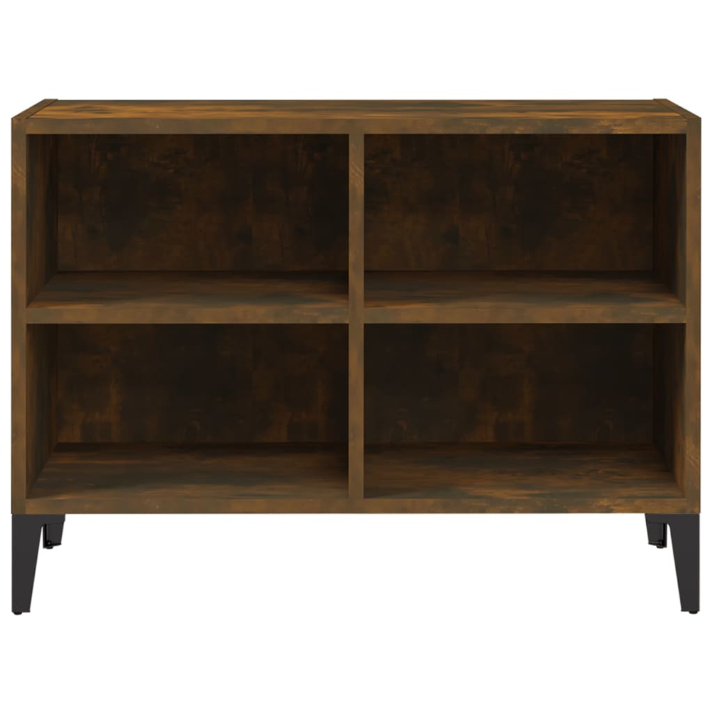 vidaXL Meuble TV avec pieds en métal Chêne fumé 69,5x30x50 cm