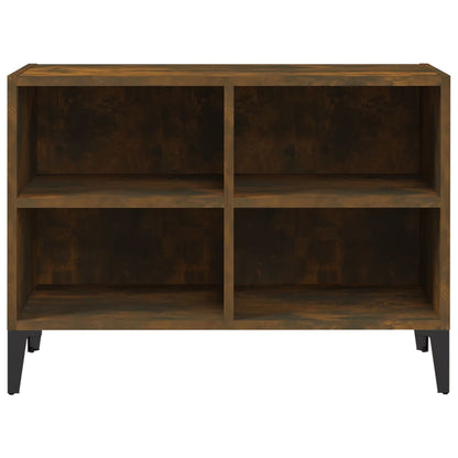 vidaXL Meuble TV avec pieds en métal Chêne fumé 69,5x30x50 cm