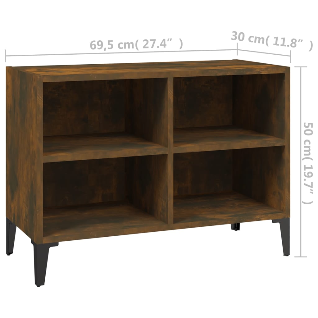 TV-Schrank mit Metallbeinen Räuchereiche 69,5x30x50 cm