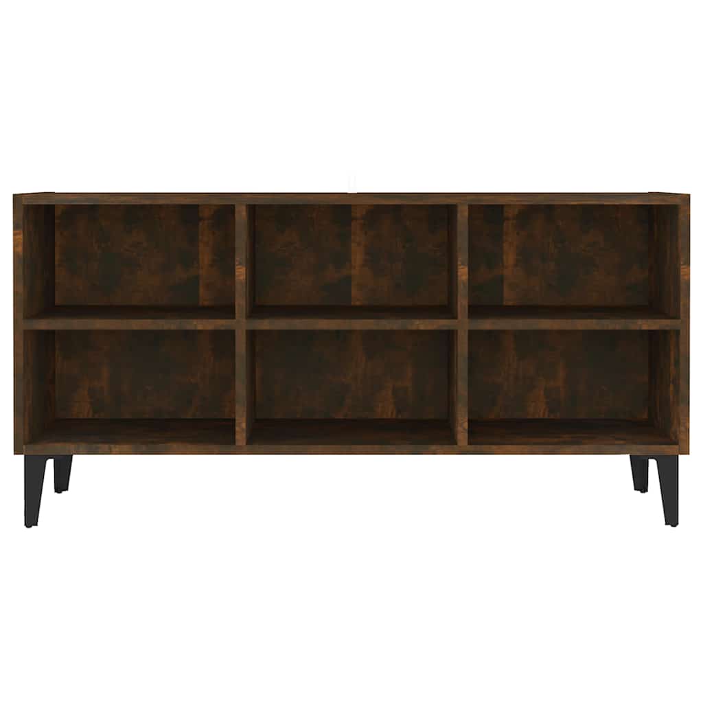 vidaXL Meuble TV avec pieds en métal Chêne fumé 103,5x30x50 cm