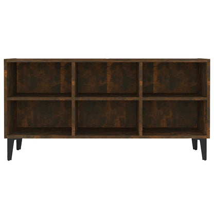 vidaXL Meuble TV avec pieds en métal Chêne fumé 103,5x30x50 cm