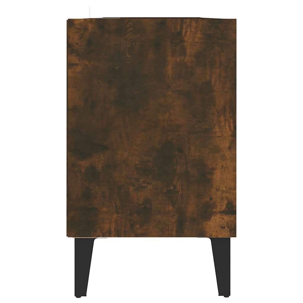 vidaXL Meuble TV avec pieds en métal Chêne fumé 103,5x30x50 cm