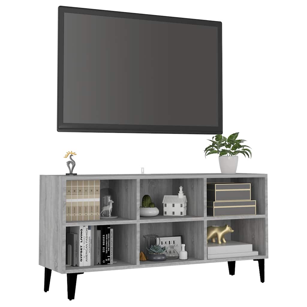 TV-Schrank mit Metallbeinen Grau Sonoma 103,5x30x50 cm