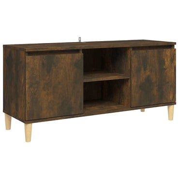 Meuble TV vidaXL avec pieds en bois massif chêne fumé 103,5x35x50 cm