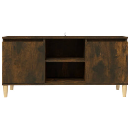 Meuble TV vidaXL avec pieds en bois massif chêne fumé 103,5x35x50 cm