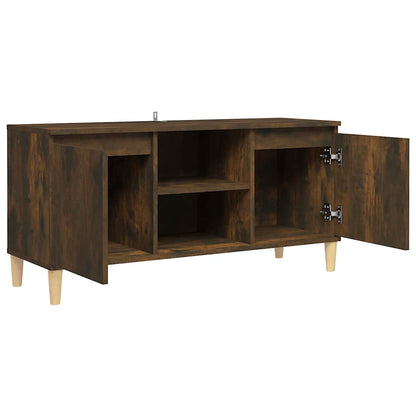 Meuble TV vidaXL avec pieds en bois massif chêne fumé 103,5x35x50 cm