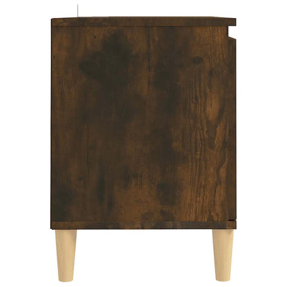Meuble TV vidaXL avec pieds en bois massif chêne fumé 103,5x35x50 cm
