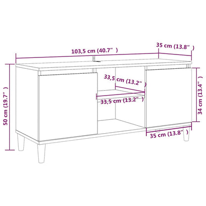 Meuble TV vidaXL avec pieds en bois massif chêne fumé 103,5x35x50 cm