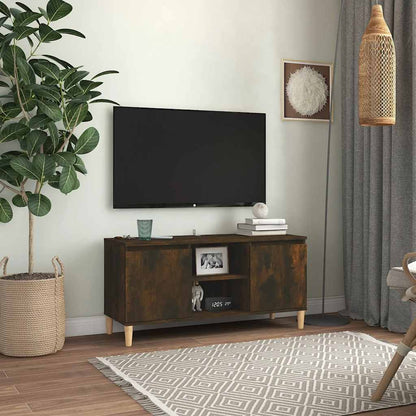 Meuble TV vidaXL avec pieds en bois massif chêne fumé 103,5x35x50 cm