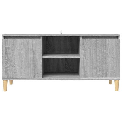 vidaXL TV-Schrank mit Massivholz-Beinen Grau Sonoma 103,5x35x50 cm