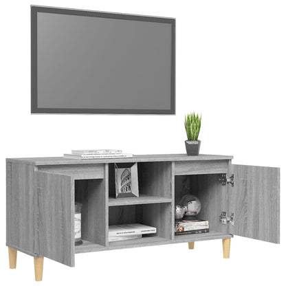 vidaXL TV-Schrank mit Massivholz-Beinen Grau Sonoma 103,5x35x50 cm