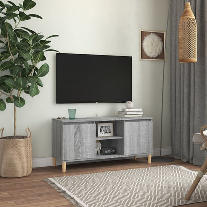 vidaXL TV-Schrank mit Massivholz-Beinen Grau Sonoma 103,5x35x50 cm