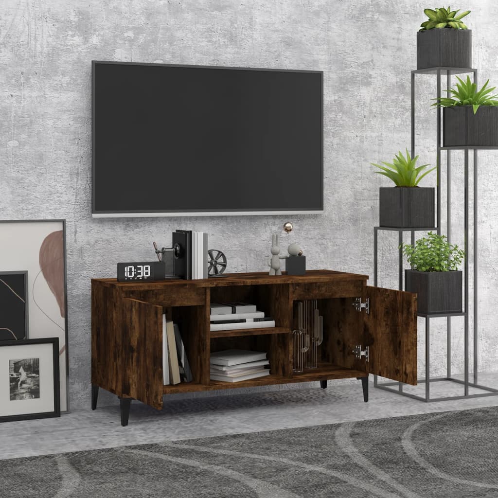 vidaXL TV-Schrank mit Metallbeinen Räuchereiche 103,5x35x50 cm