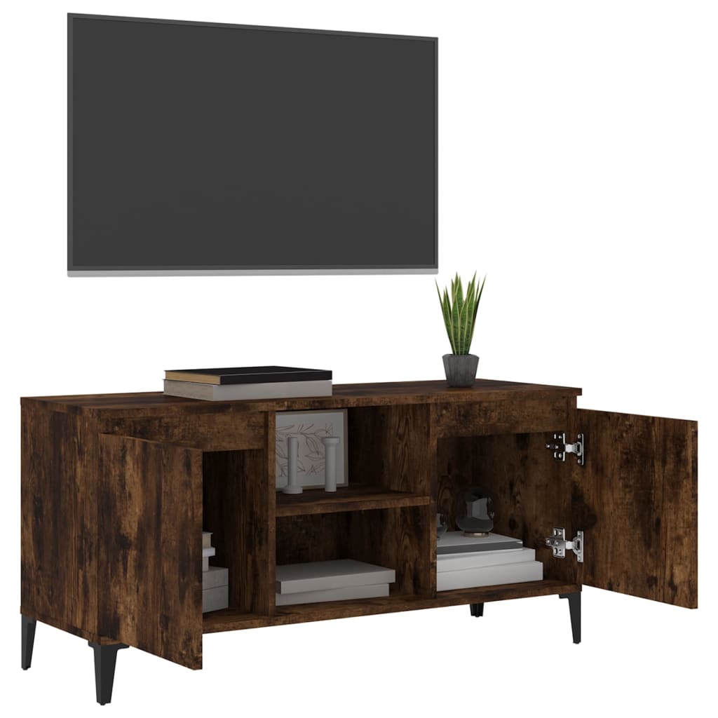 vidaXL TV-Schrank mit Metallbeinen Räuchereiche 103,5x35x50 cm