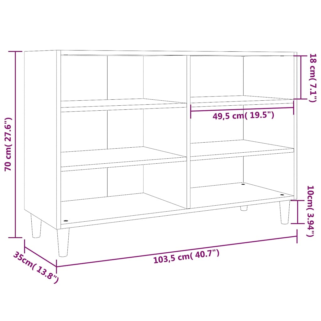 vidaXL Sideboard Grau Sonoma 103,5x35x70 cm Holzwerkstoff