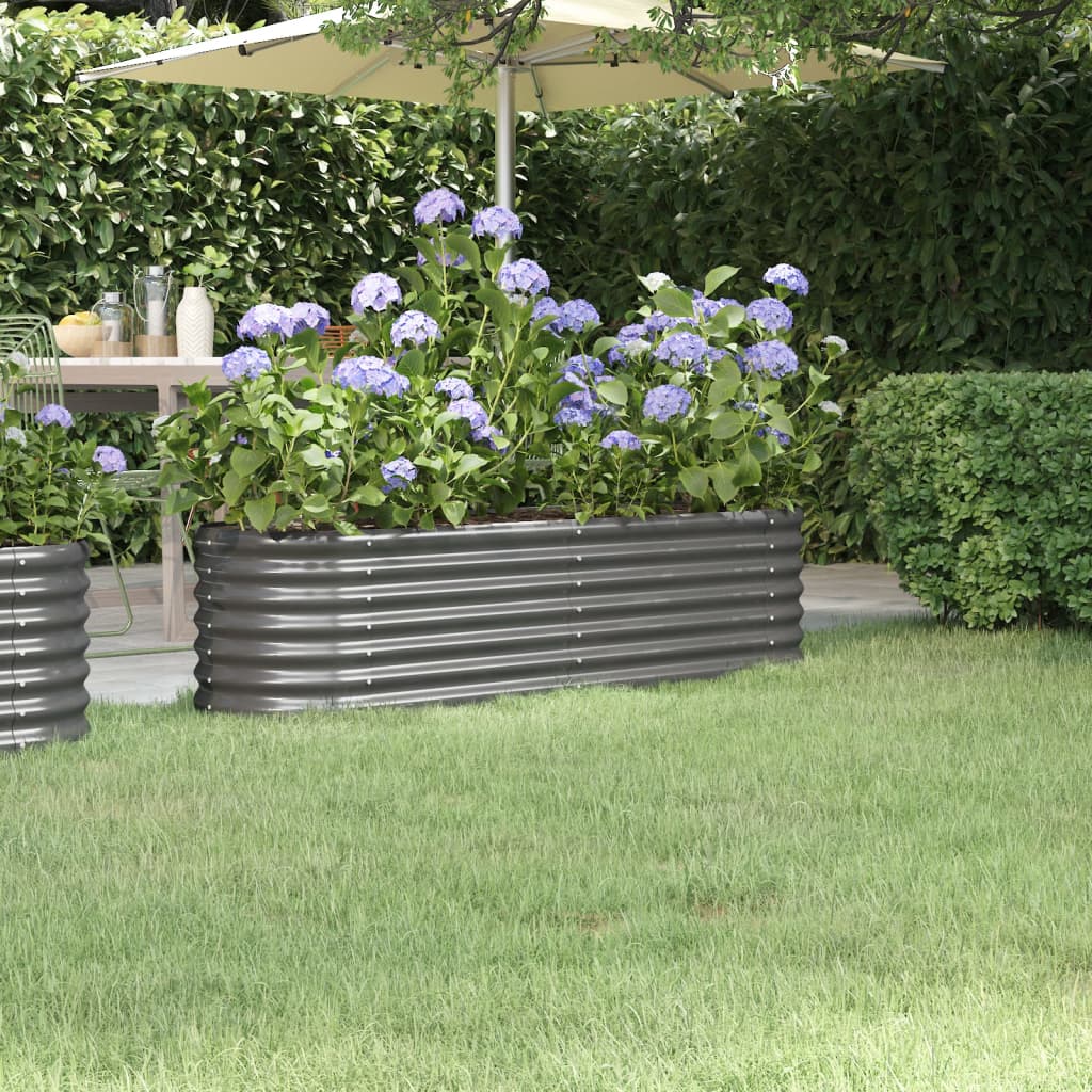 vidaXL Carré potager en acier galvanisé 152x40x36 cm Gris