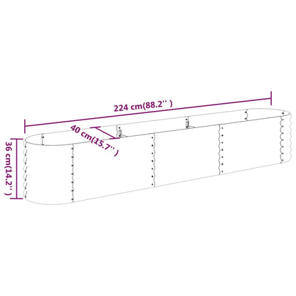 vidaXL Jardinière surélevée en acier galvanisé 224x40x36 cm Argenté