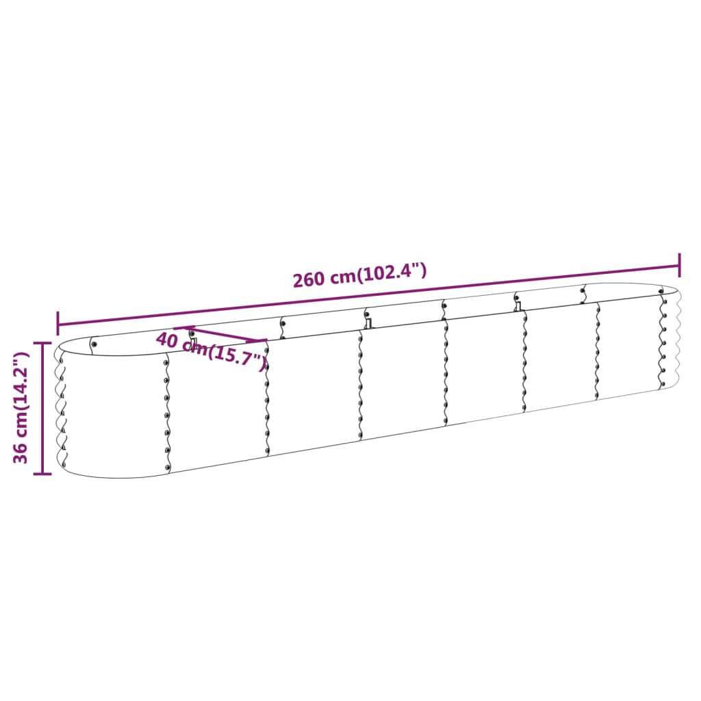 vidaXL Hochbeet Verzinkter Stahl 260x40x36 cm Braun