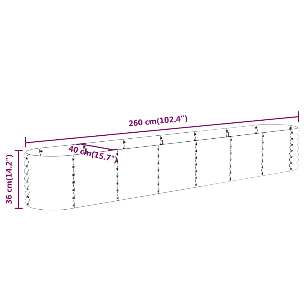 vidaXL Hochbeet Verzinkter Stahl 260x40x36 cm Anthrazit